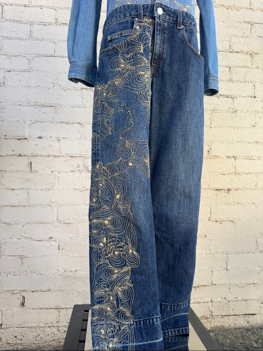 Isabel Marant Imane Embroidered Denim Jumpsuit Size FR 34 (US 2) - Picture 9 of 16